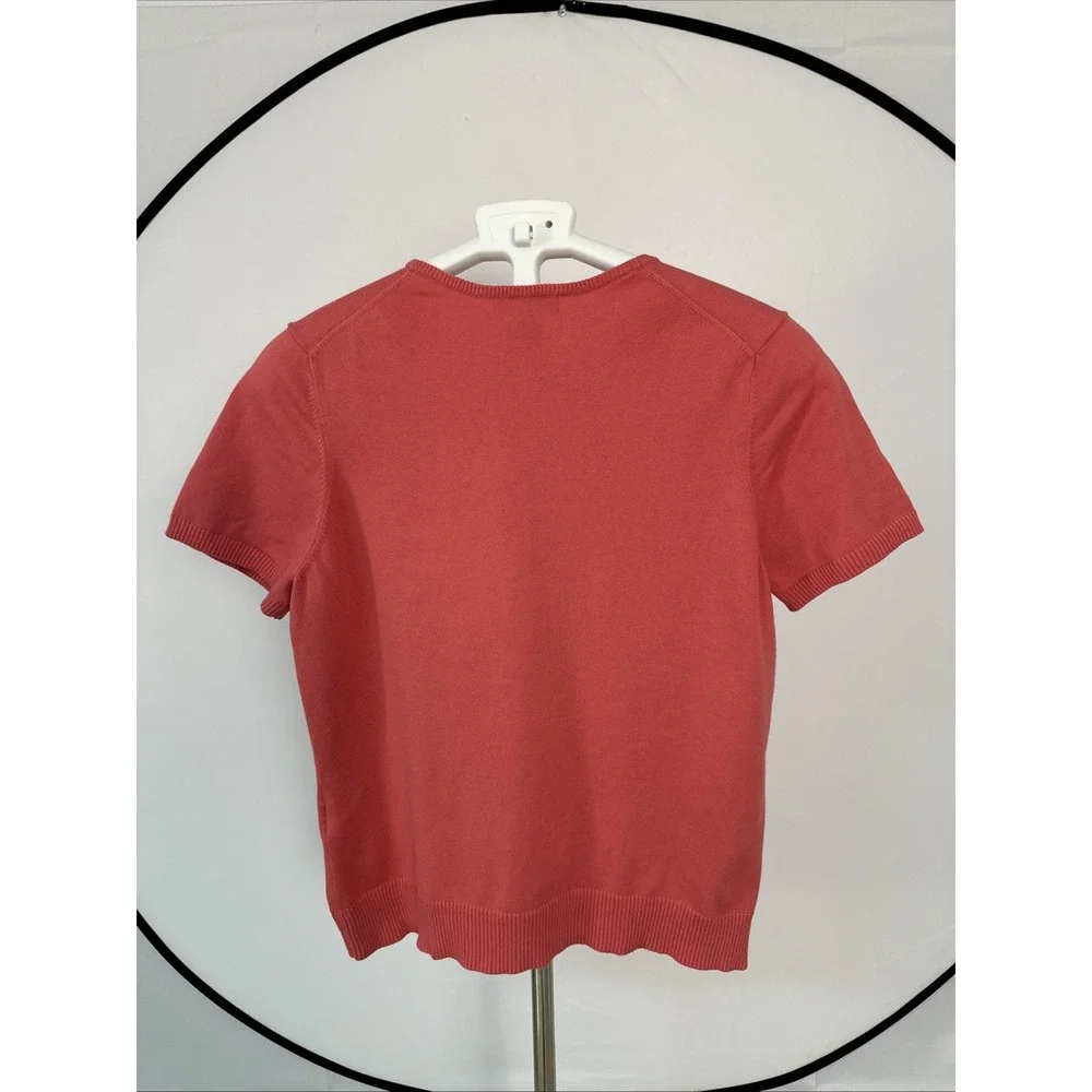 Lands' End  Women's Sz Large(14-16) Crewneck   Sweater Top Vibrant Coral